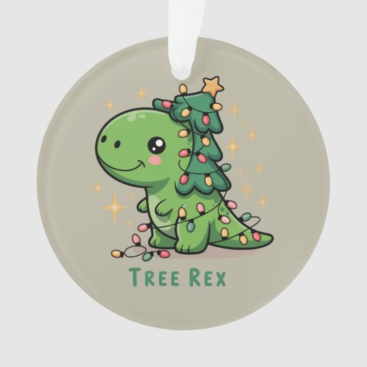 Kerstmis Dinosaurus Licht Feest Grappige Boom Rex Ornament (voorkant)