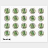 Kerstmis Dinosaurus Licht Feest Grappige Boom Rex  Ronde Sticker (Vel)