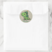 Kerstmis Dinosaurus Licht Feest Grappige Boom Rex  Ronde Sticker (Tas)