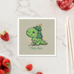 Kerstmis Dinosaurus Licht Feest Grappige Boom Rex Servet