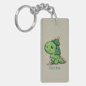 Kerstmis Dinosaurus Licht Feest Grappige Boom Rex Sleutelhanger (Voorkant Links)