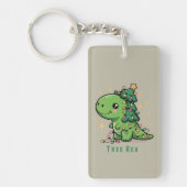 Kerstmis Dinosaurus Licht Feest Grappige Boom Rex Sleutelhanger (Voorkant)