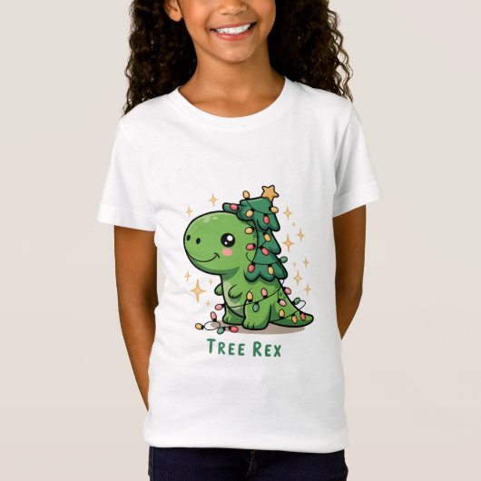 Kerstmis Dinosaurus Licht Feest Grappige Boom Rex T-shirt (Voorkant)