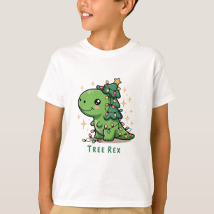Kerstmis Dinosaurus Licht Feest Grappige Boom Rex  T-shirt
