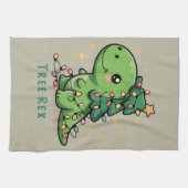 Kerstmis Dinosaurus Licht Feest Grappige Boom Rex Theedoek (Horizontaal)