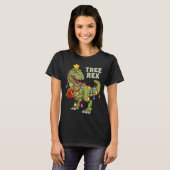 Kerstmis Dinosaurus Lichten Boom Rex T-shirt (Voorkant volledig)