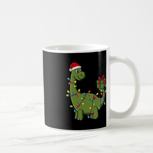 Kerstmis Dinosaurus met Lichten Leuke Jongens Kind Koffiemok (Rechts)