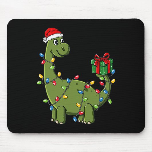 Kerstmis Dinosaurus met Lichten Leuke Jongens Kind Muismat (Voorkant)