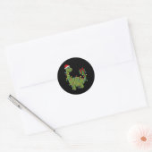 Kerstmis Dinosaurus met Lichten Leuke Jongens Kind Ronde Sticker (Envelop)