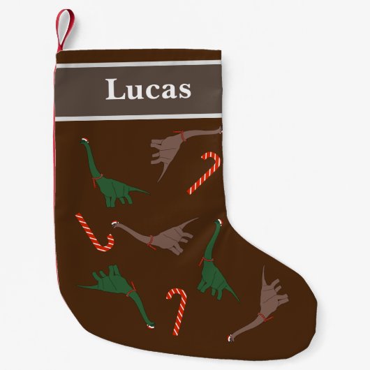 Kerstmis Dinosaurus Patronen Kleine Kerstsok (Voorkant)