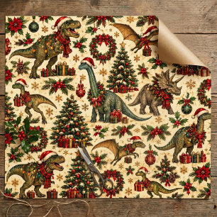 Kerstmis Dinosaurus Patroon Vakantie T-Rex Cadeaupapier