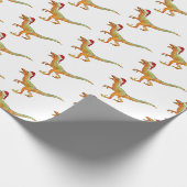 Kerstmis Dinosaurus Raptor Cadeaupapier (Hoek)