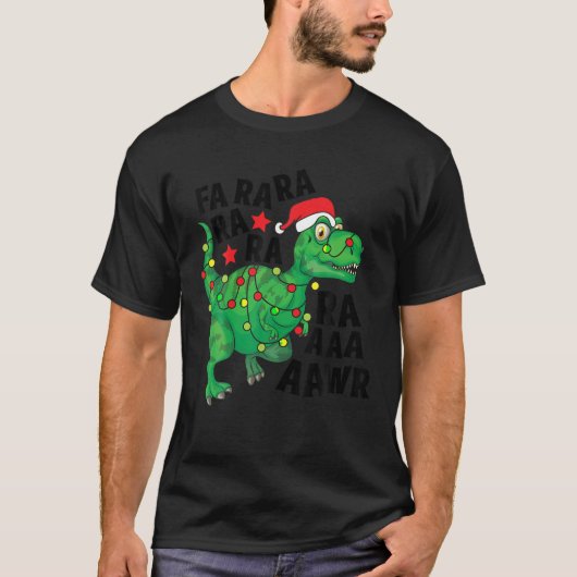 Kerstmis Dinosaurus Santa Hoed Fa Ra Ra Rawr T Rex T-shirt (Voorkant)