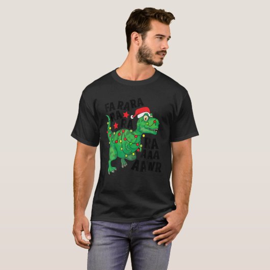 Kerstmis Dinosaurus Santa Hoed Fa Ra Ra Rawr T Rex T-shirt (Voorkant volledig)