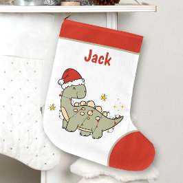 Kerstmis Dinosaurus Santa Hoed Naam Kinder Grote Kerstsok