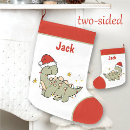 Kerstmis Dinosaurus Santa Hoed Naam Kinder tweezij Grote Kerstsok