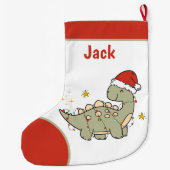 Kerstmis Dinosaurus Santa Hoed Naam Kinder tweezij Grote Kerstsok (Achterkant)