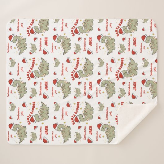 Kerstmis Dinosaurus Santasaurus Naam Sherpa Deken (Voorkant (horizontaal))