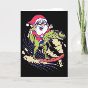 Kerstmis Dinosaurus Surft T-rex Dino Zomer Kerstfe Kaart