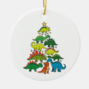 Kerstmis Dinosaurus T Rex Boom Kerstlichten Festie Keramisch Ornament