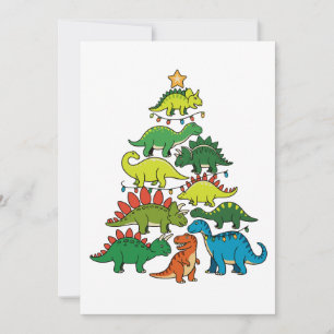 Kerstmis Dinosaurus T Rex Boom Kerstlichtjes Festi Feestdagenkaart