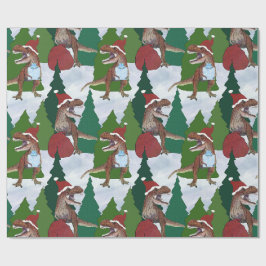Kerstmis Dinosaurus T-Rex Kerstman Cadeaupapier