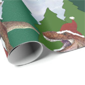 Kerstmis Dinosaurus T-Rex Kerstman Cadeaupapier (Rol Hoek)