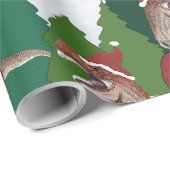 Kerstmis Dinosaurus T-Rex Kerstman Cadeaupapier (Rol Hoek)