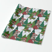 Kerstmis Dinosaurus T-Rex Kerstman Cadeaupapier (Uitgerold)