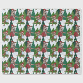 Kerstmis Dinosaurus T-Rex Kerstman Cadeaupapier (Vlak)