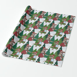 Kerstmis Dinosaurus T-Rex Kerstman Cadeaupapier