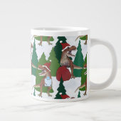 Kerstmis Dinosaurus T-Rex Kerstman Grote Koffiekop (Rechts)