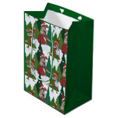 Kerstmis Dinosaurus T-Rex Kerstman Medium Cadeauzakje (Voorkant Gekanteld)