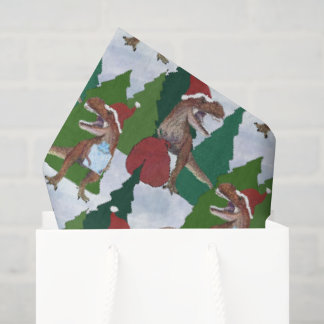 Kerstmis Dinosaurus T-Rex Kerstman Tissuepapier