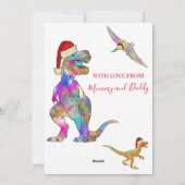 Kerstmis Dinosaurus T-Rex met een kerstmuts Foto Feestdagenkaart (Achterkant)