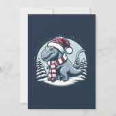 Kerstmis Dinosaurus T-Rex op sneeuw Feestdagenkaart (Voorkant)