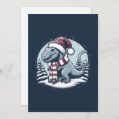 Kerstmis Dinosaurus T-Rex op sneeuw Feestdagenkaart (Voorkant / Achterkant)
