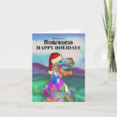 Kerstmis Dinosaurus T Rex Sinterklaas Gepersonalis Kaart (Voorkant)