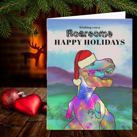 Kerstmis Dinosaurus T Rex Sinterklaas Gepersonalis Kaart