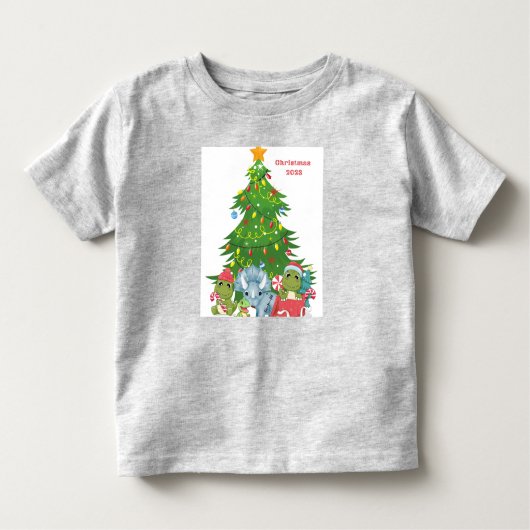Kerstmis dinosaurus T-shirt 2023 aanpasbaar (Voorkant)