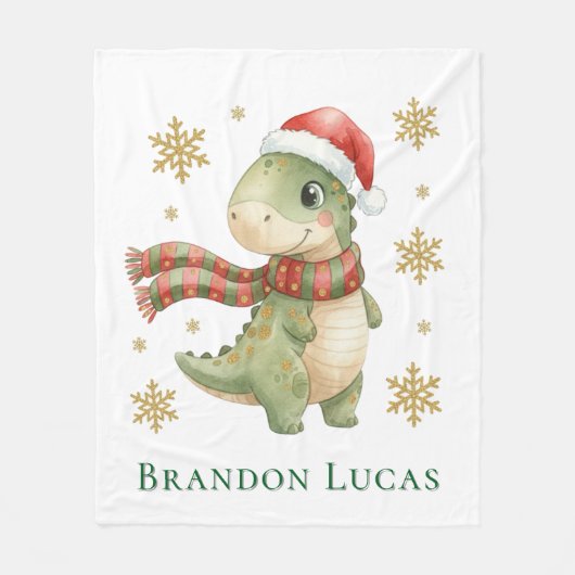 Kerstmis Dinosaurus Verjaardagsfeest Cadeau Fleece Deken (Voorkant)