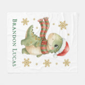 Kerstmis Dinosaurus Verjaardagsfeest Cadeau Fleece Deken (Voorkant (Horizontaal))