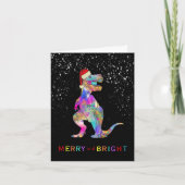 Kerstmis Dinosaurus Vrolijk en Helder Santa Feestdagen Kaart (Voorkant)