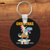 Kerstmis Dinosaurus Zomer Kerstmis In Juli Sinterk Sleutelhanger (Voorkant)