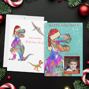 Kerstmis Dinosaurussen Jongens Foto Feestdagenkaart