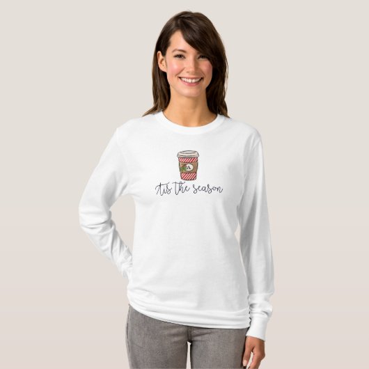 Kerstmis Dit Het Seizoen Monogram Koffie Mistletoe T-shirt (Voorkant volledig)
