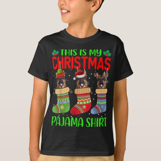 Kerstmis Dit is mijn kerst pyjama Duitse herder D T-shirt (Voorkant)