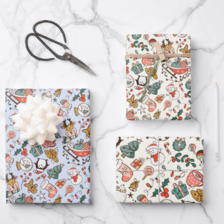 Kerstmis Ditsy Doodles Inpakpapier Vel