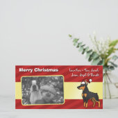 Kerstmis Doberman Pinscher (pointy oren) Feestdagenkaart (Staand voorkant)