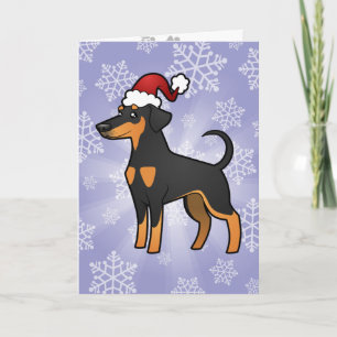 Kerstmis Doberman Pinscher (slappe oren) Feestdagen Kaart